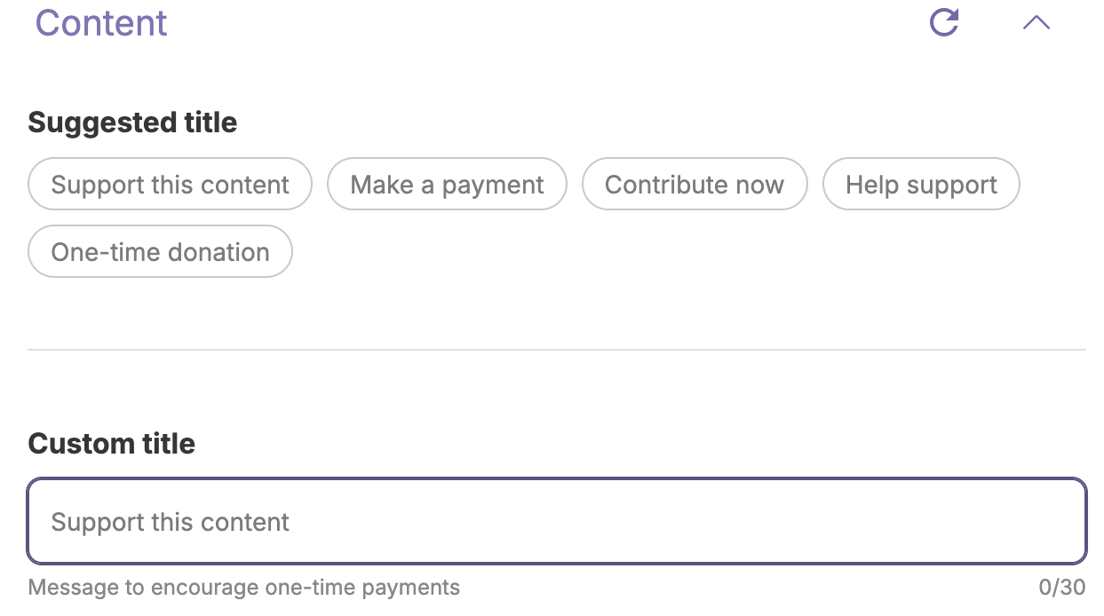 Panel showing suggested titles and a field to enter a custom title